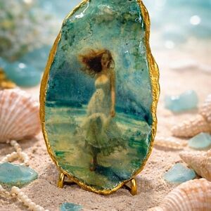 Elegant Gold and Blue Art Piece